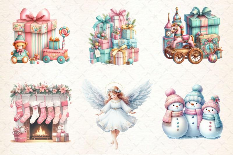 Pastel Christmas Clipart Bundle 2 - CraftNest - Digital Crafting and Art