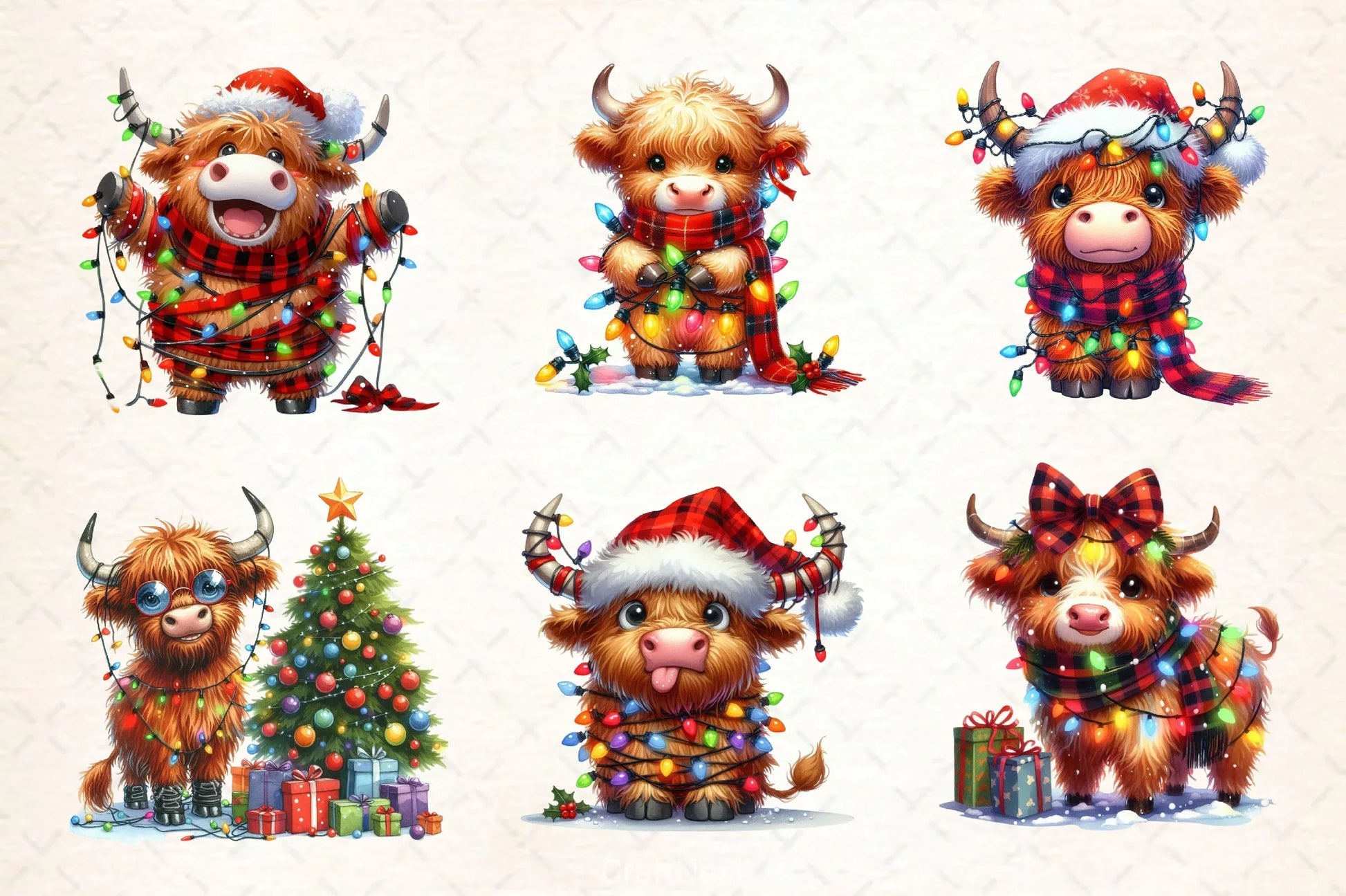 Cute Christmas Highland Cow Clipart Bundle 3 - CraftNest - Digital Crafting and Art