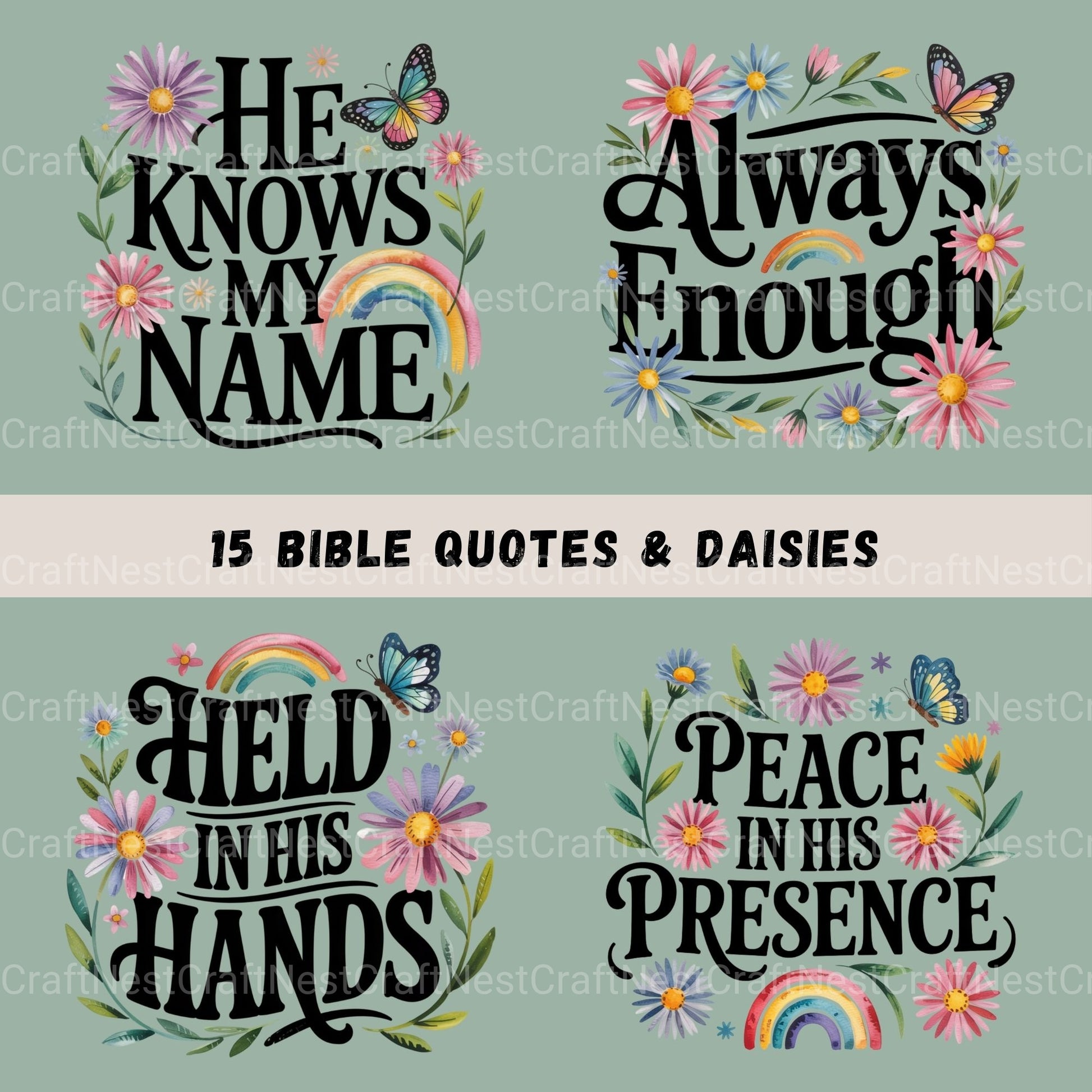 Bible Quotes Daisies Clipart Bundle - CraftNest - Digital Crafting and Art