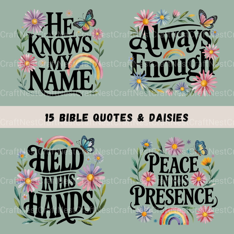 Bible Quotes Daisies Clipart Bundle - CraftNest - Digital Crafting and Art