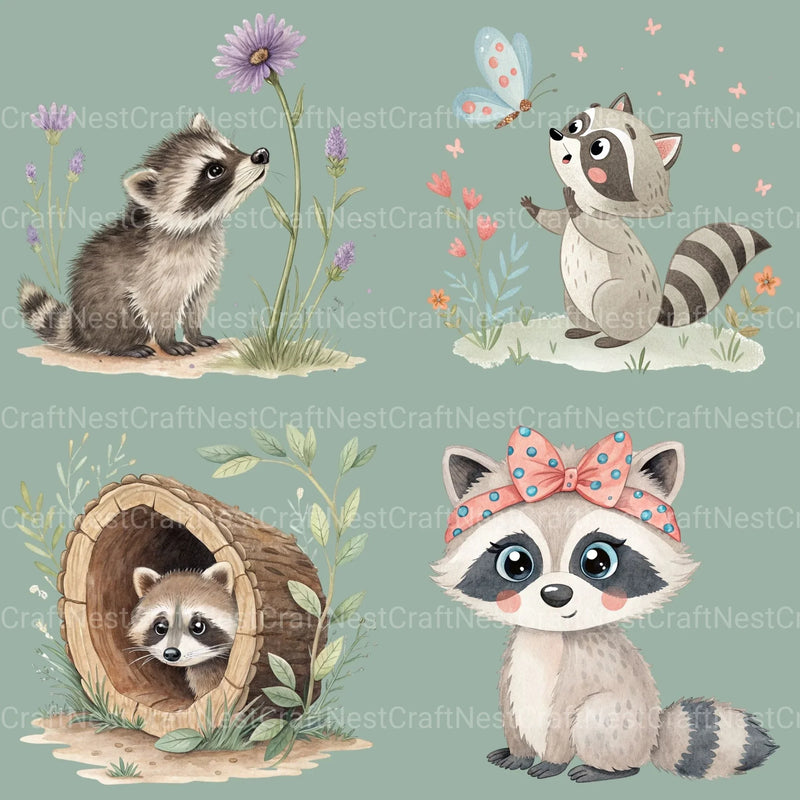 Raccoons 2 Clipart Bundle - CraftNest - Digital Crafting and Art