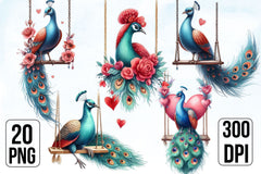 Valentine Peacock Clipart Bundle - CraftNest - Digital Crafting and Art
