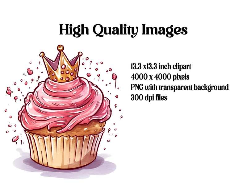 Pink Princess Cupcakes Clipart - CraftNest