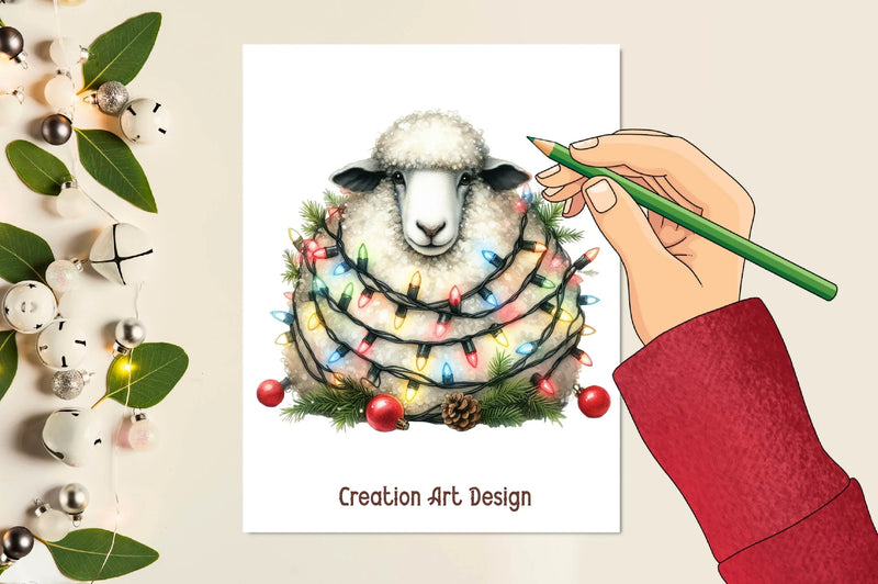 Christmas Sheep Clipart Bundle - CraftNest - Digital Crafting and Art