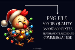 Christmas Chicken Clipart Bundle 2 - CraftNest - Digital Crafting and Art