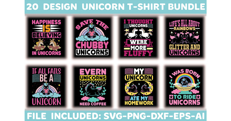 Unicorn T-Shirt Bundle 1 - CraftNest - Digital Crafting and Art
