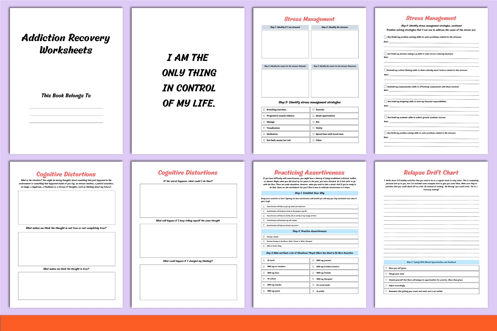 Addiction Recovery Worksheets Book