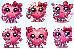 Kawaii Valentine Heart Clipart Bundle - CraftNest - Digital Crafting and Art