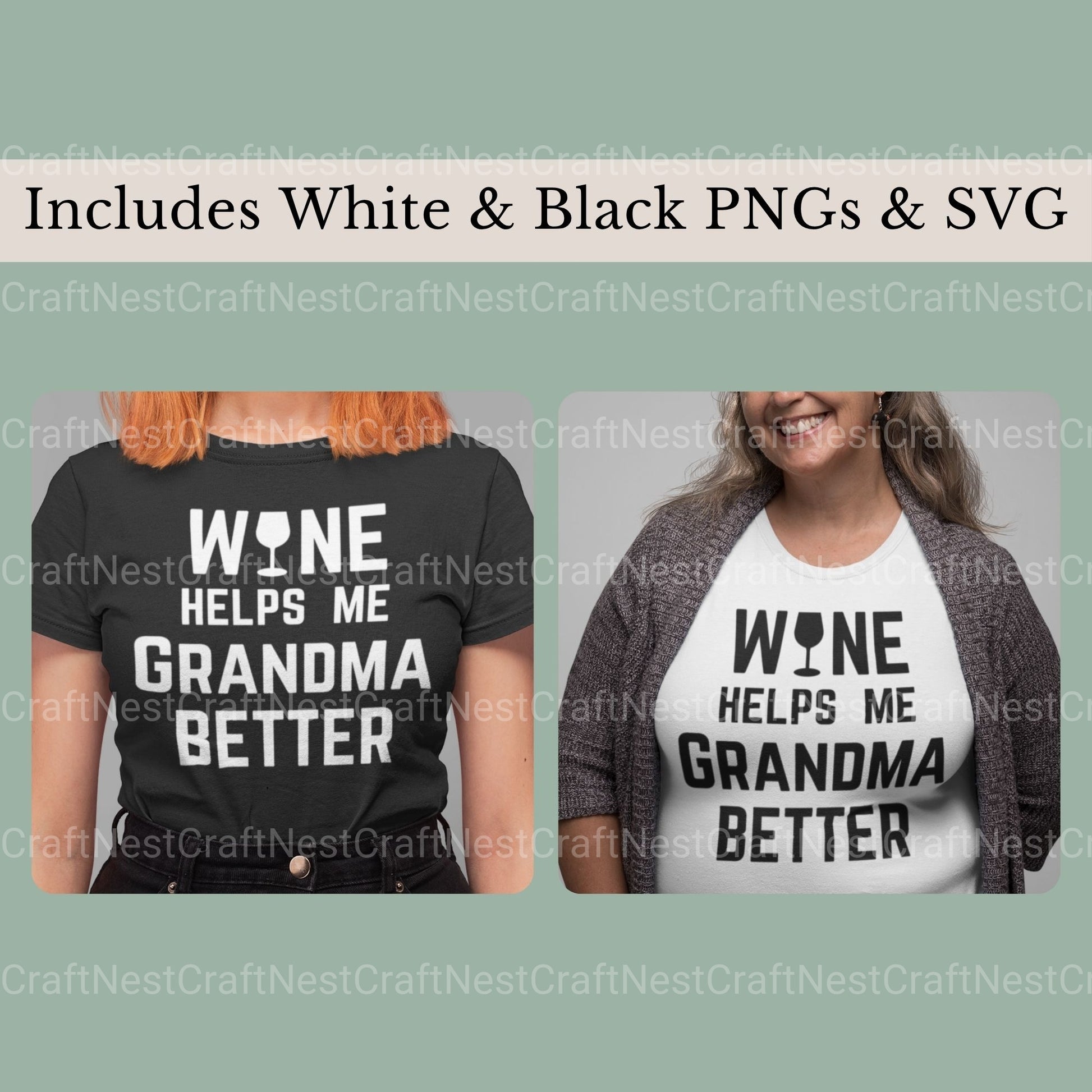 Wine Helps Me Grandma Better Bundle - CraftNest - Digital Crafting and Art