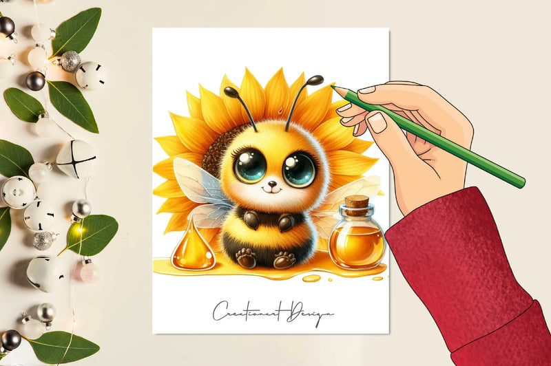 Bee With Sunflower Clipart Bundle - CraftNest - Digital Crafting and Art