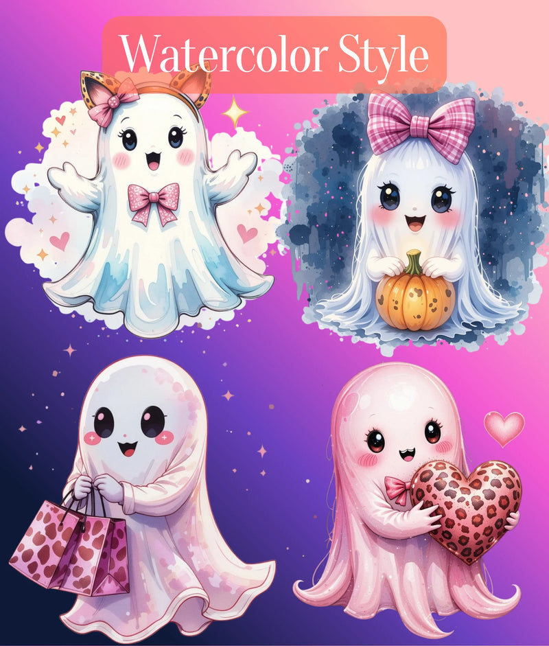 Preppy Halloween Ghost Clipart Bundle - CraftNest - Digital Crafting and Art