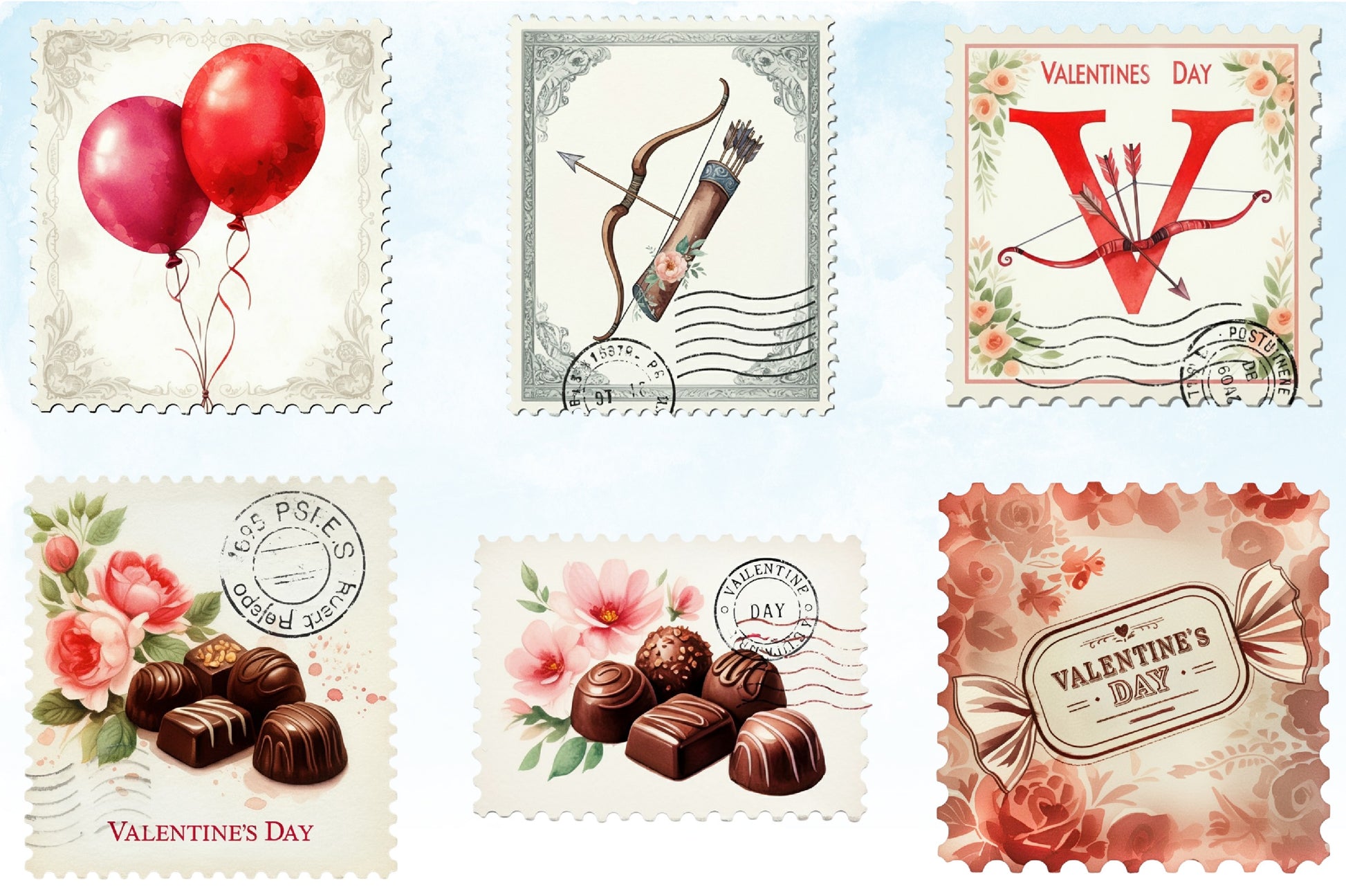 Victorian Valentine Stamps Clipart Bundle - CraftNest - Digital Crafting and Art