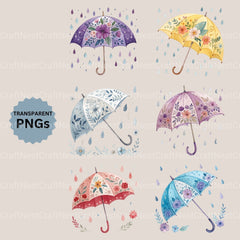 Umbrella Floral Clipart Bundle - CraftNest - Digital Crafting and Art
