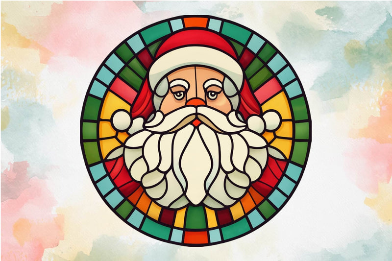 Round Santa Stained Glass Clipart Bundle - CraftNest - Digital Crafting and Art