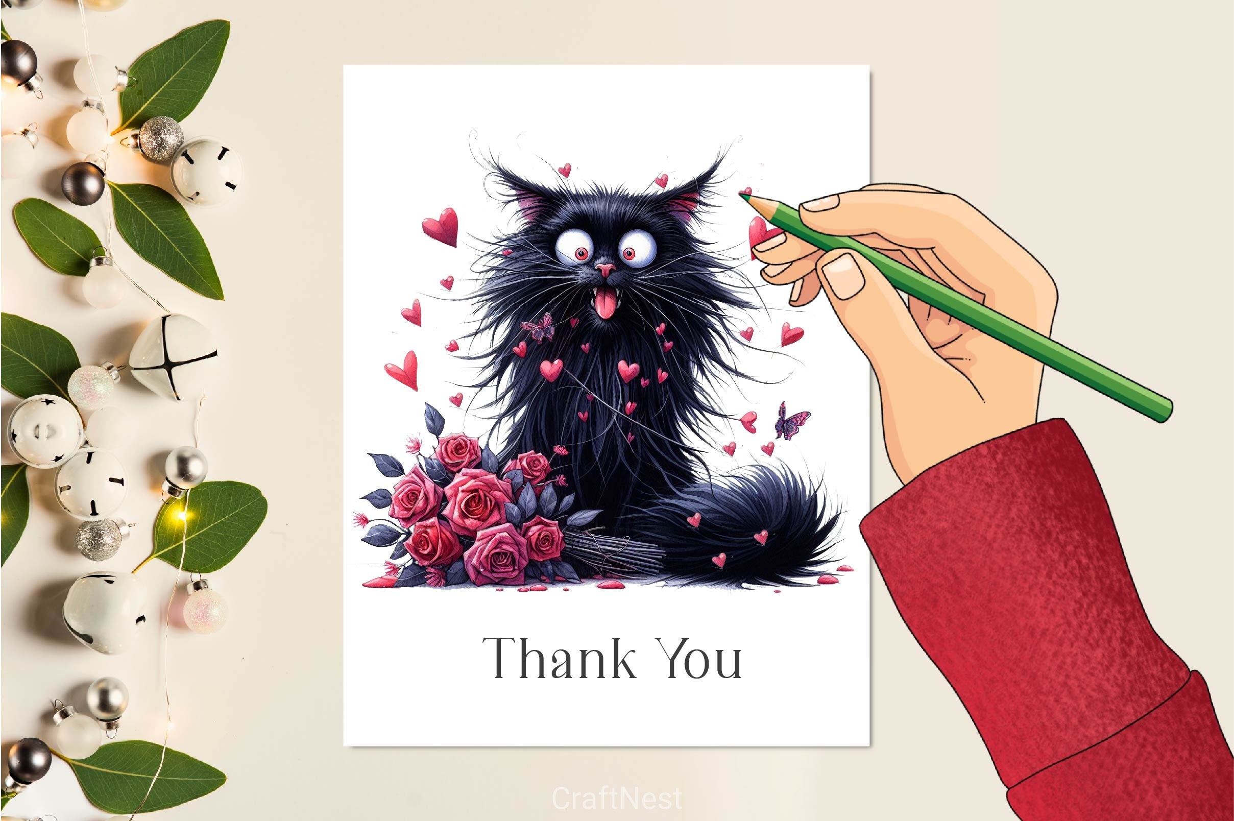 Valentine's Crazy Black Cat Clipart Bundle - CraftNest - Digital Crafting and Art