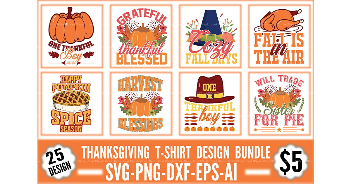 Thanksgiving T-Shirt Design SVG Bundle 2