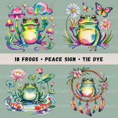 Peace Sign Frogs 18 Clipart Bundle - CraftNest - Digital Crafting and Art