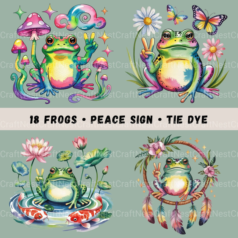 Peace Sign Frogs 18 Clipart Bundle - CraftNest - Digital Crafting and Art