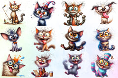 Funny Crazy Cat Clipart Bundle - CraftNest - Digital Crafting and Art