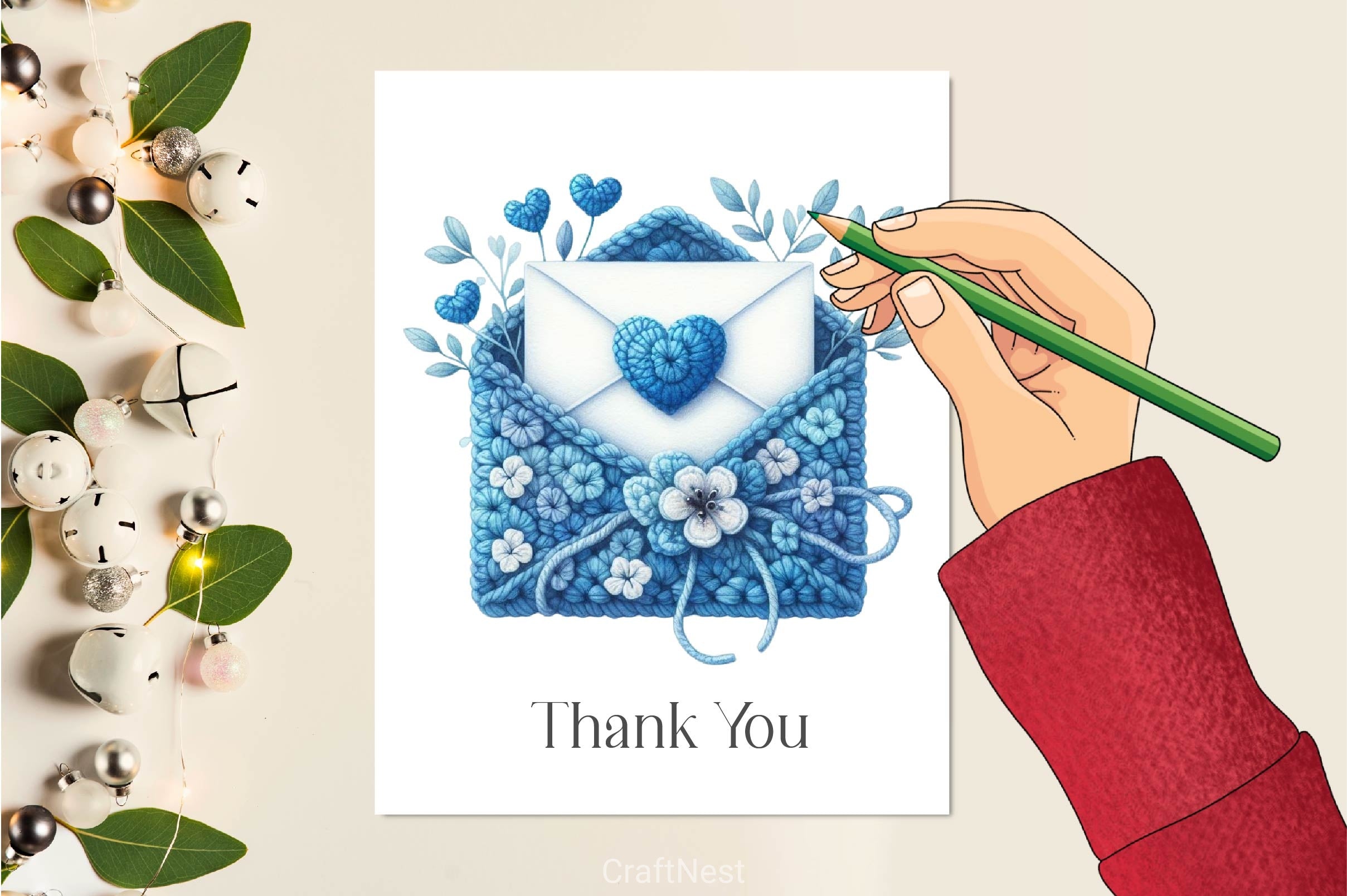 Blue Valentine Crochet Envelopes Clipart Bundle - CraftNest - Digital Crafting and Art