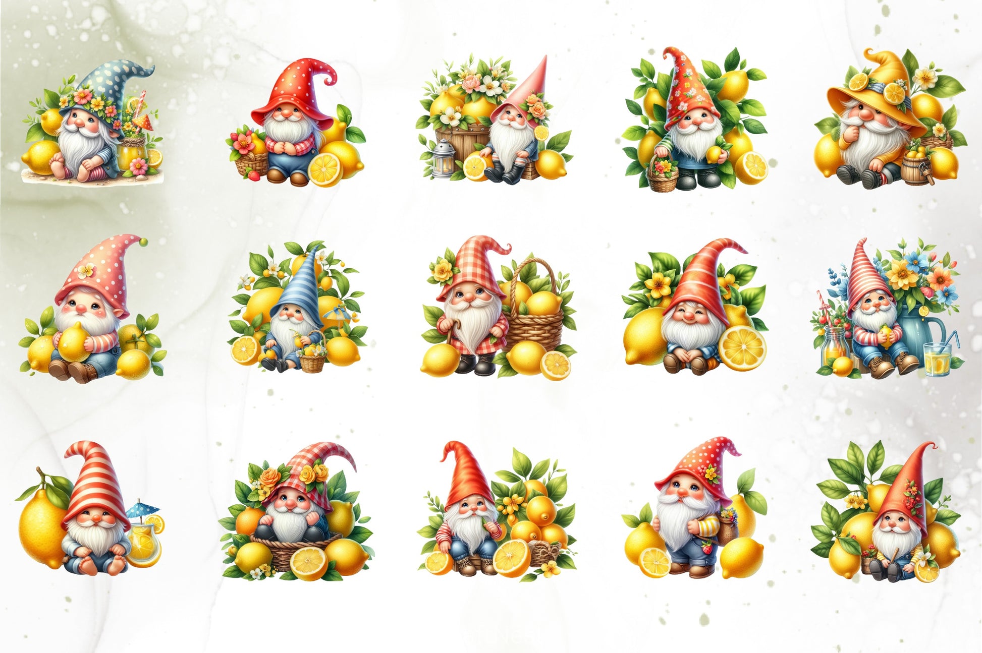 Lemon Gnome Clipart Bundle - CraftNest - Digital Crafting and Art