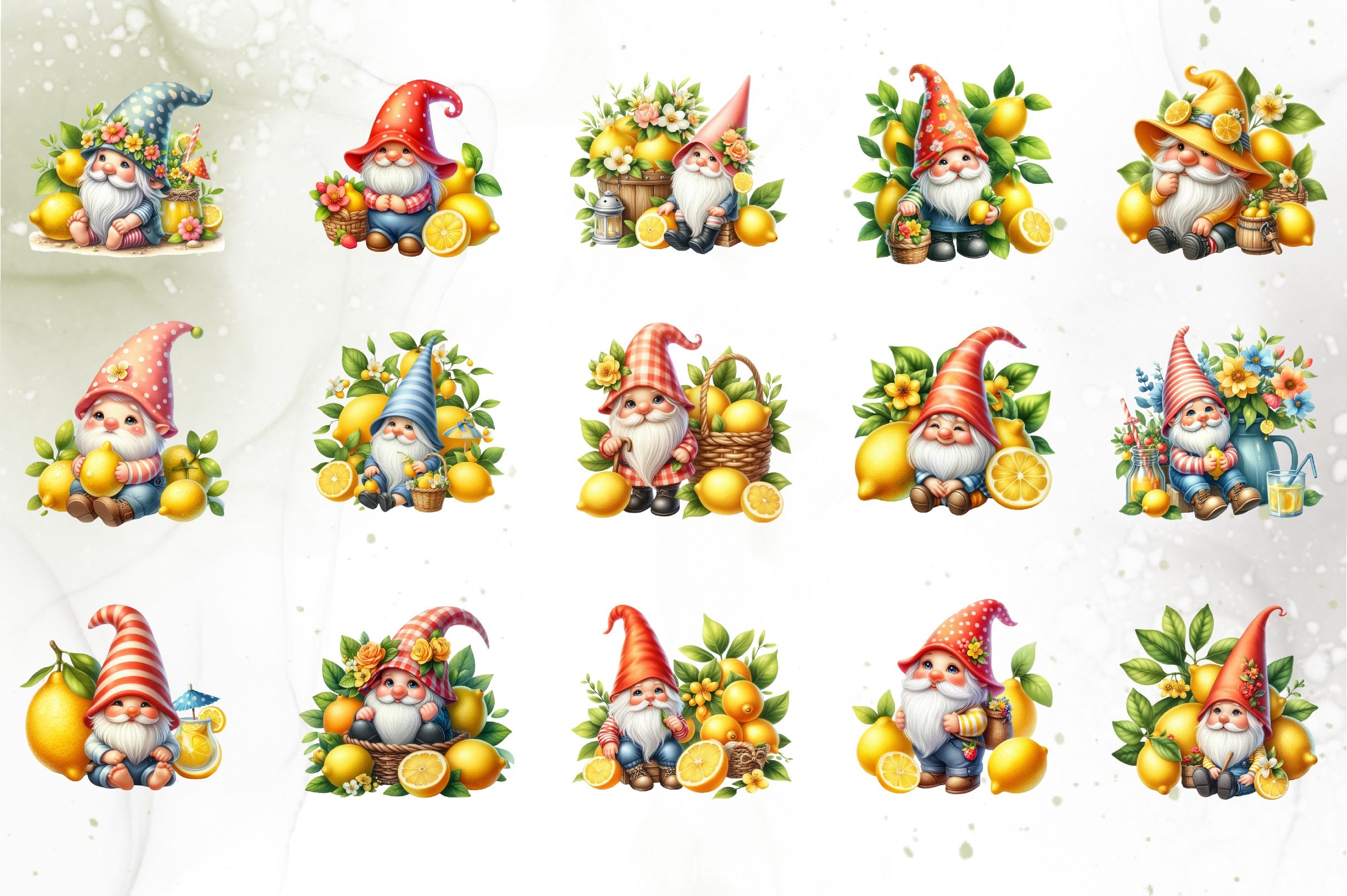 Lemon Gnome Clipart Bundle - CraftNest - Digital Crafting and Art