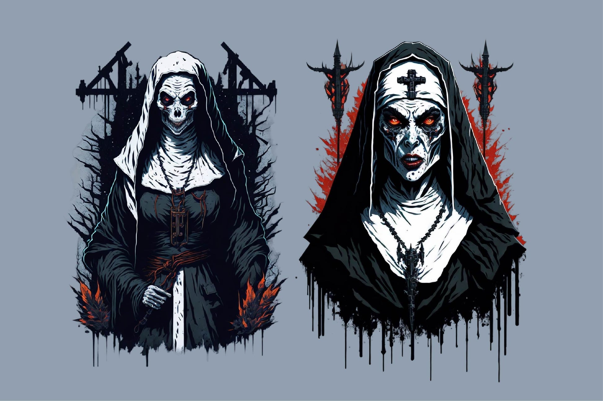 Scary Nun Halloween Clipart Bundle - CraftNest - Digital Crafting and Art