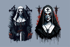 Scary Nun Halloween Clipart Bundle - CraftNest - Digital Crafting and Art