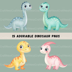 Cute Dinosaurs Clipart Bundle - CraftNest - Digital Crafting and Art