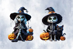 Cute Skeleton Halloween Clipart Bundle - CraftNest - Digital Crafting and Art