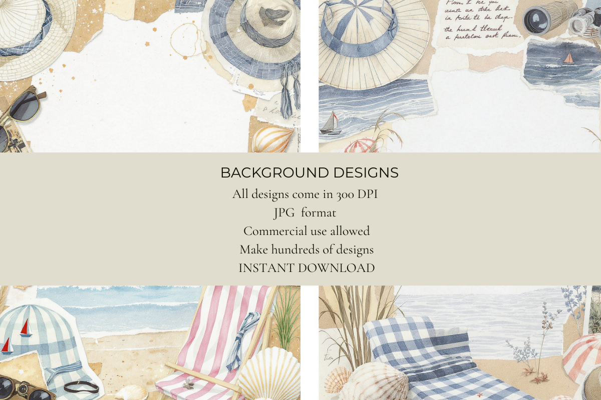 Vintage Seaside Junk Journal Papers