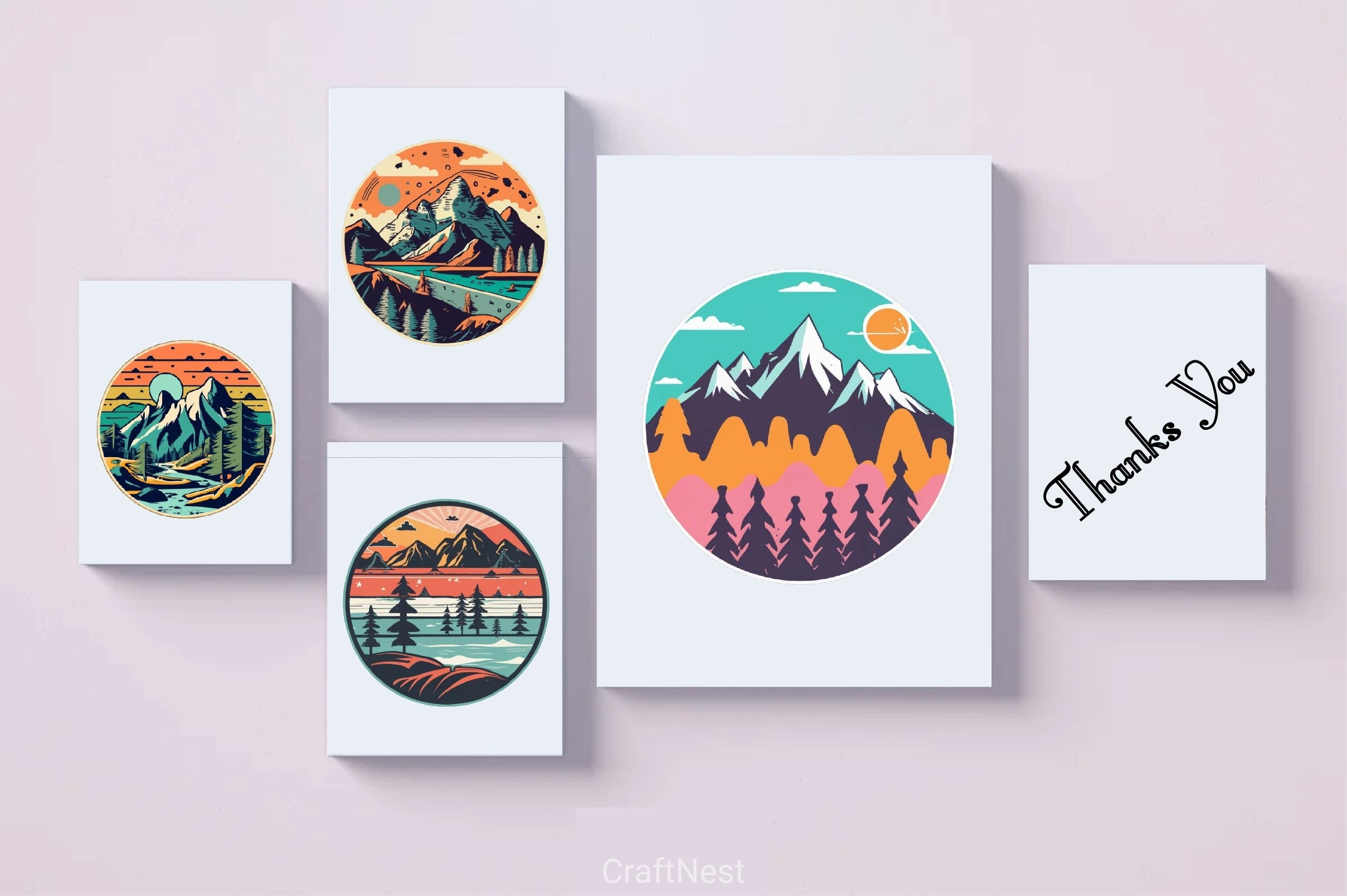 Retro Mountain T Shirt Design Clipart Bundle - CraftNest - Digital Crafting and Art