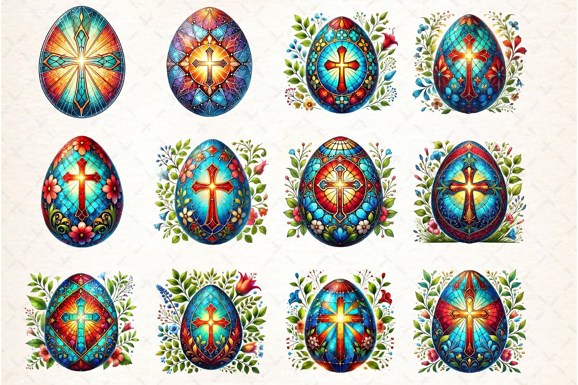 Easter Stained Glass Egg Clipart Bundle - CraftNest - Digital Crafting and Art