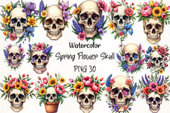 Spring Flower Skull Clipart Bundle - CraftNest - Digital Crafting and Art