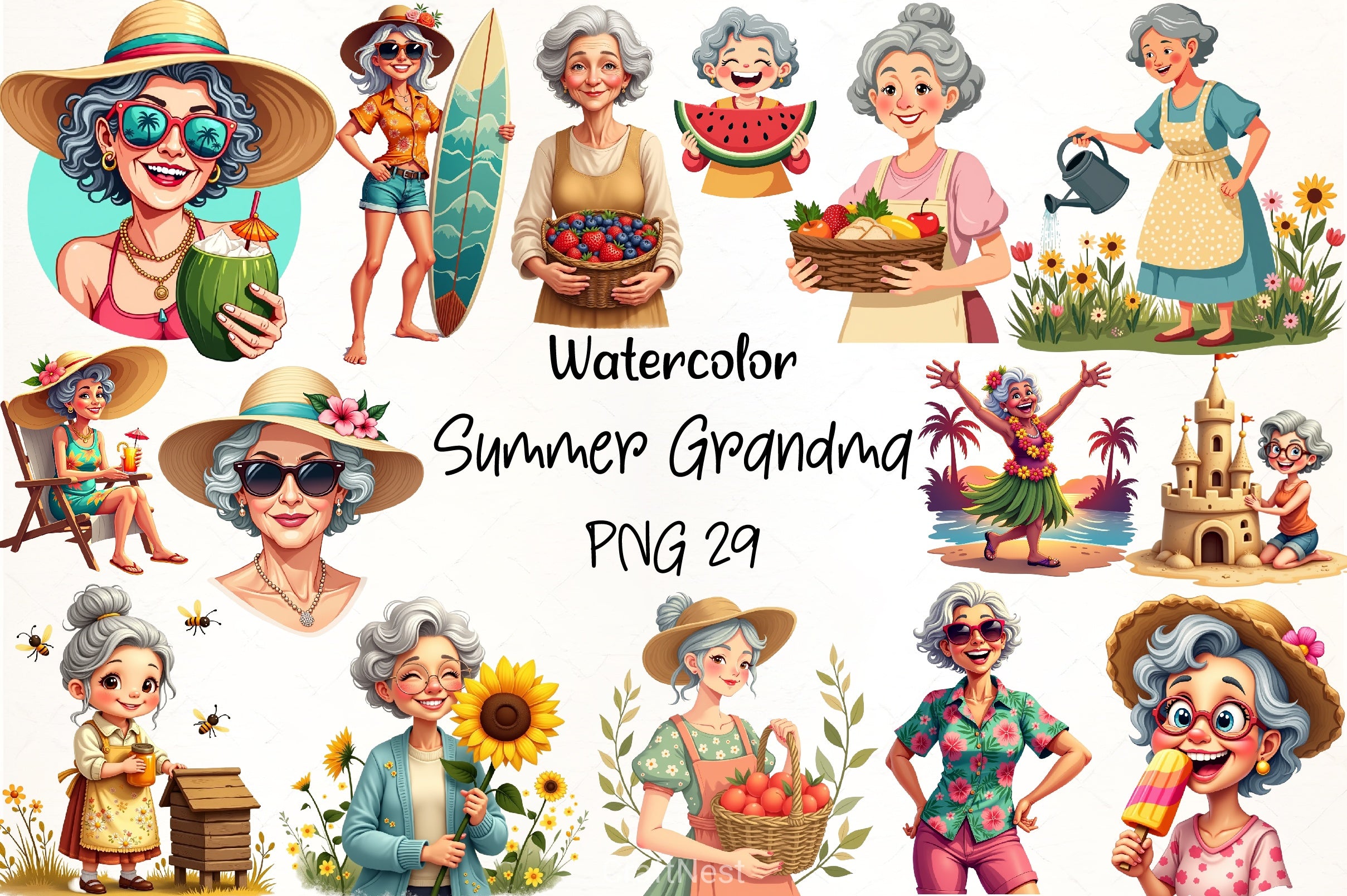 Summer Grandma Clipart Bundle - CraftNest - Digital Crafting and Art