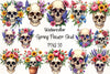 Spring Flower Skull Clipart Bundle