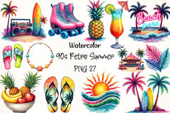 90s Retro Summer Clipart Bundle - CraftNest - Digital Crafting and Art