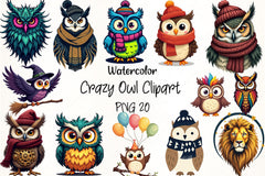 Crazy Owl Clipart Bundle - CraftNest - Digital Crafting and Art