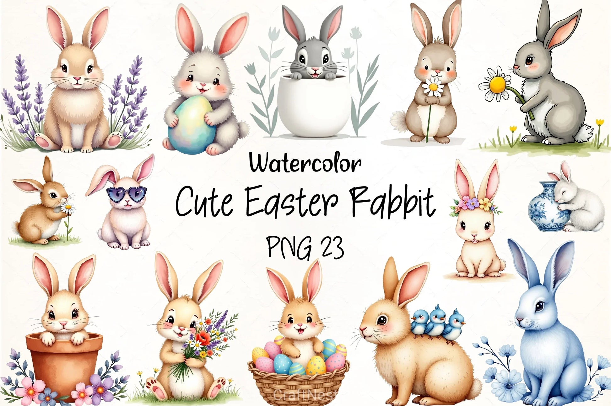 Easter Rabbit Clipart Bundle - CraftNest - Digital Crafting and Art