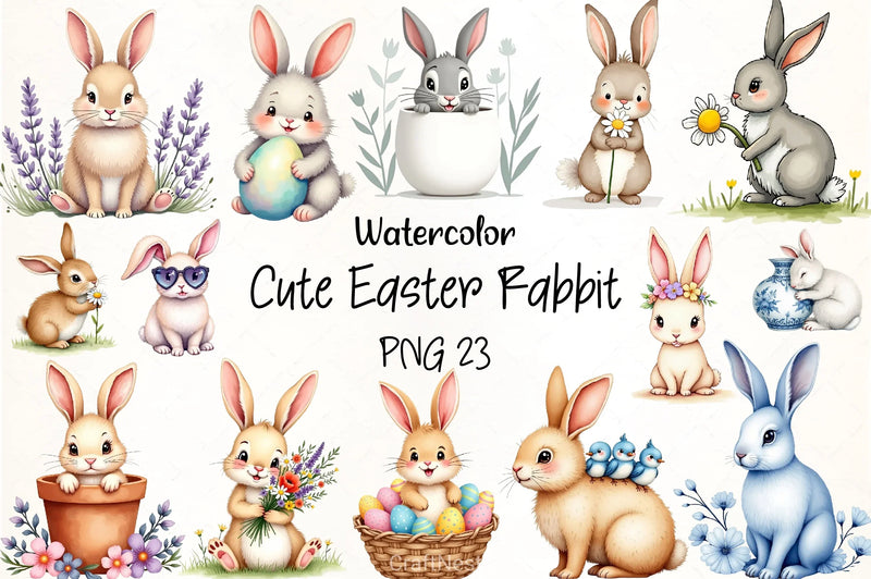 Easter Rabbit Clipart Bundle - CraftNest - Digital Crafting and Art