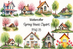 Spring House Clipart Bundle - CraftNest - Digital Crafting and Art