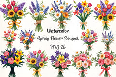 Spring Flower Bouquet Clipart Bundle - CraftNest - Digital Crafting and Art