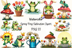 Spring Frog Clipart Bundle 3 - CraftNest - Digital Crafting and Art