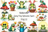 Spring Frog Clipart Bundle