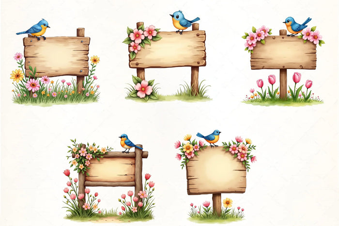 Spring Sign Board Clipart Bundle