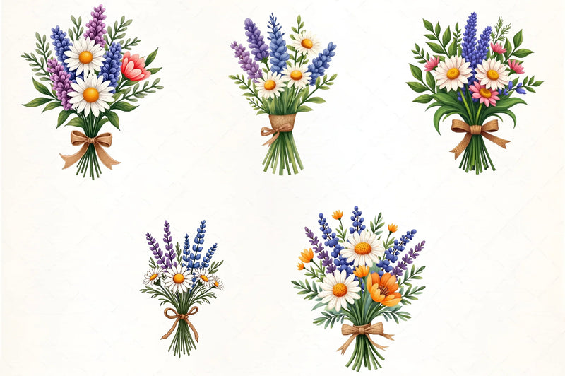 Spring Flower Bouquet Clipart Bundle - CraftNest - Digital Crafting and Art