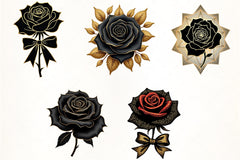 Black Gold Rose Clipart Bundle - CraftNest - Digital Crafting and Art