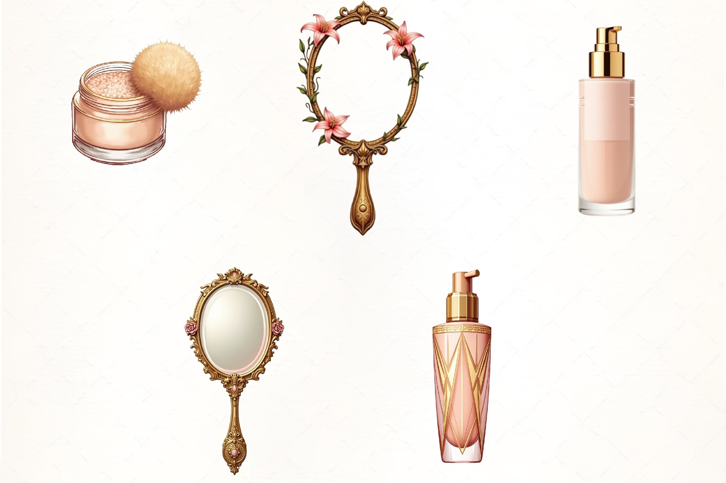 Pink & Gold Cosmetics Clipart Bundle - CraftNest - Digital Crafting and Art