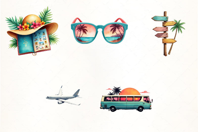 Summer Travel Clipart Bundle - CraftNest - Digital Crafting and Art