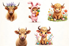 Highland Cow Easter Clipart Bundle 6 - CraftNest - Digital Crafting and Art